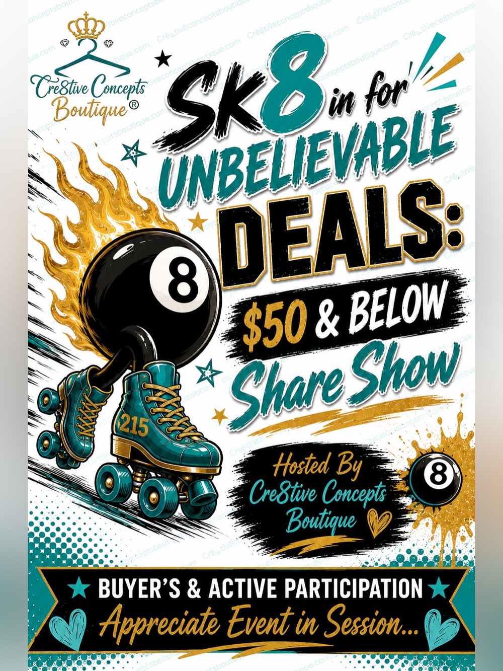 🛼🎱🛼Lace up and get ready to SK8 into $50 & Below Deals Share Shows! 🎱🛼🎱🛼🎱